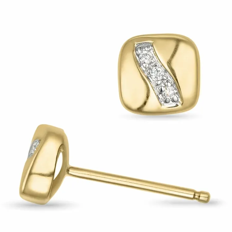 fyrkantigt briljiantöronringar i 14 karat guld och vitguld med diamant 
