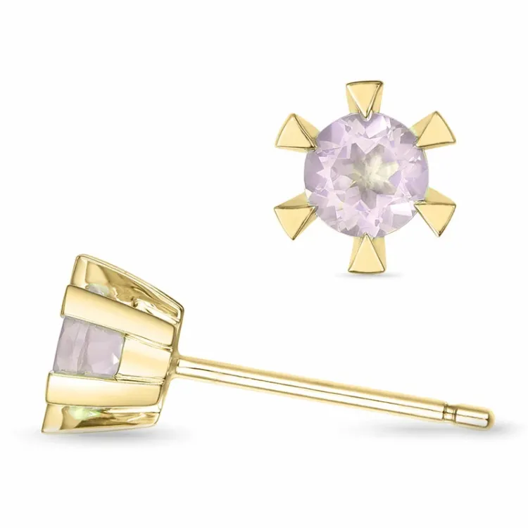 2 x 0,25 ct rosa kvarts solitäreörhängestift i 14 karat guld med kvarts