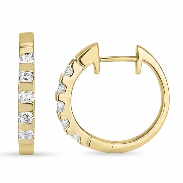 14 mm briljant creol i 14 karat guld med diamant 