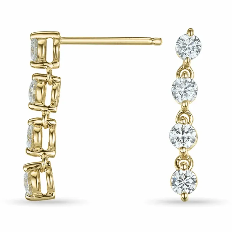diamant örhängestift i 14 karat guld med diamant