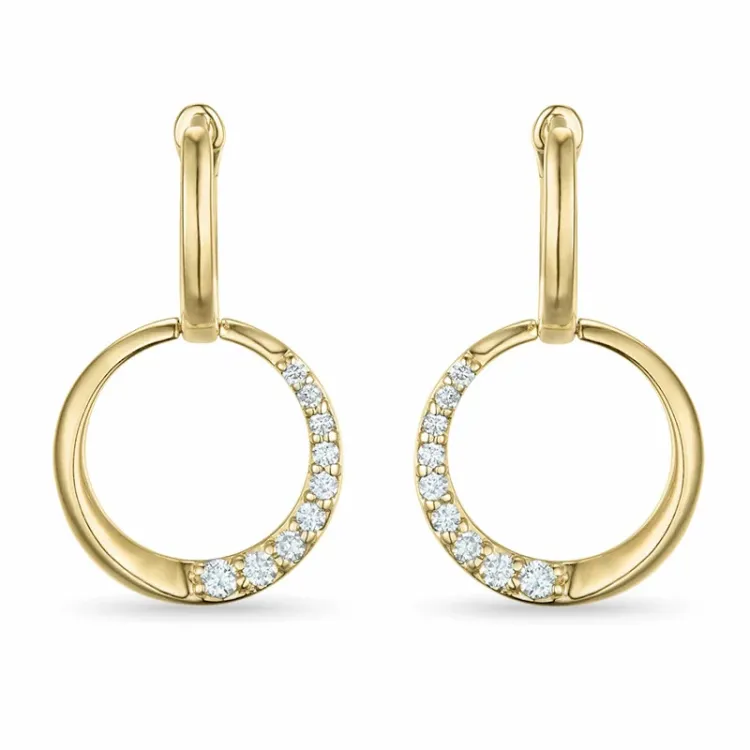 runda briljiantöronringar i 14 karat guld med diamant 