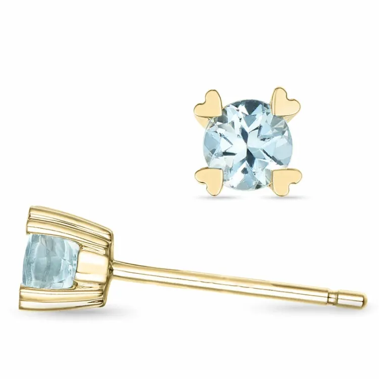 2 x 0,22 ct akvamarin solitäreörhängestift i 14 karat guld med akvamarin