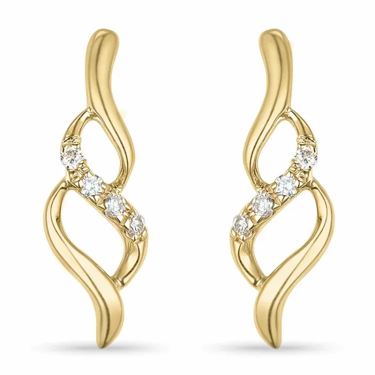 diamant örhängen i 14 karat guld med diamant