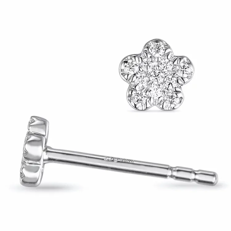 blommor diamant örhängestift i 14 karat vitguld med diamant 