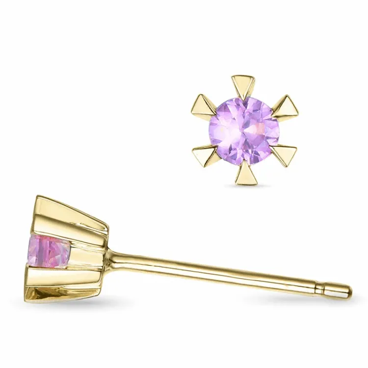 2 x 0,13 ct rosa safir solitäreörhängestift i 14 karat guld med rosa safir 