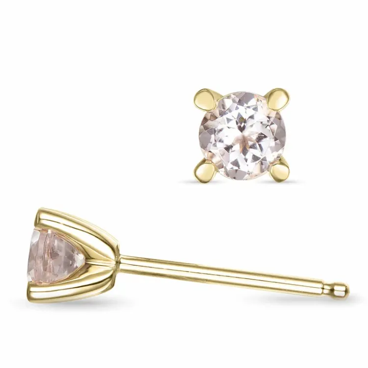 2 x 0,22 ct morganit solitäreörhängestift i 14 karat guld med morganit