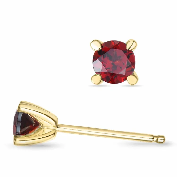 2 x 0,32 ct granat solitäreörhängestift i 14 karat guld med granat