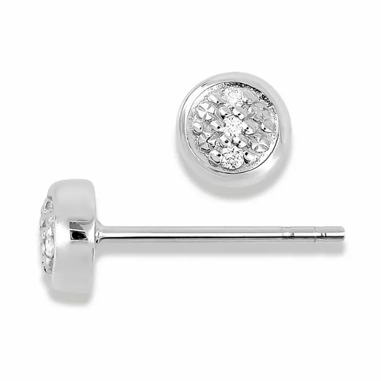 runda briljiantöronringar i 14 karat vitguld med diamant