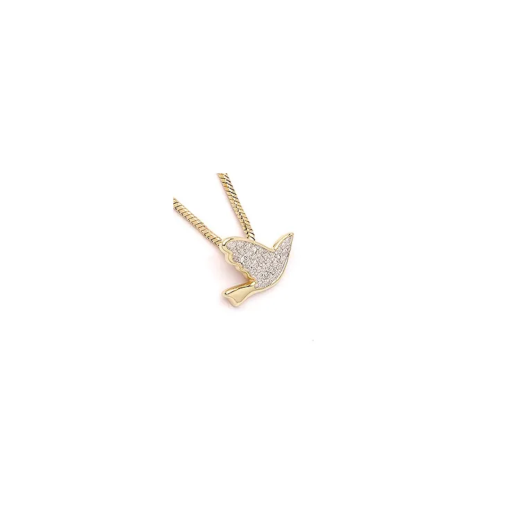 fåglar diamant hängen i 14  carat guld med rodium 0,0208 ct
