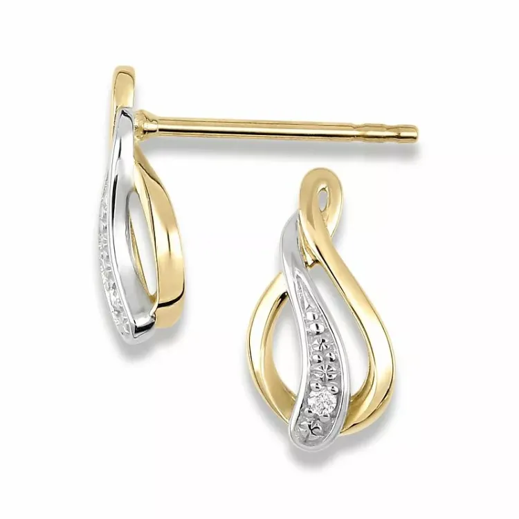 Diamant örhängestift i 14 karat guld med rhodium med diamant 