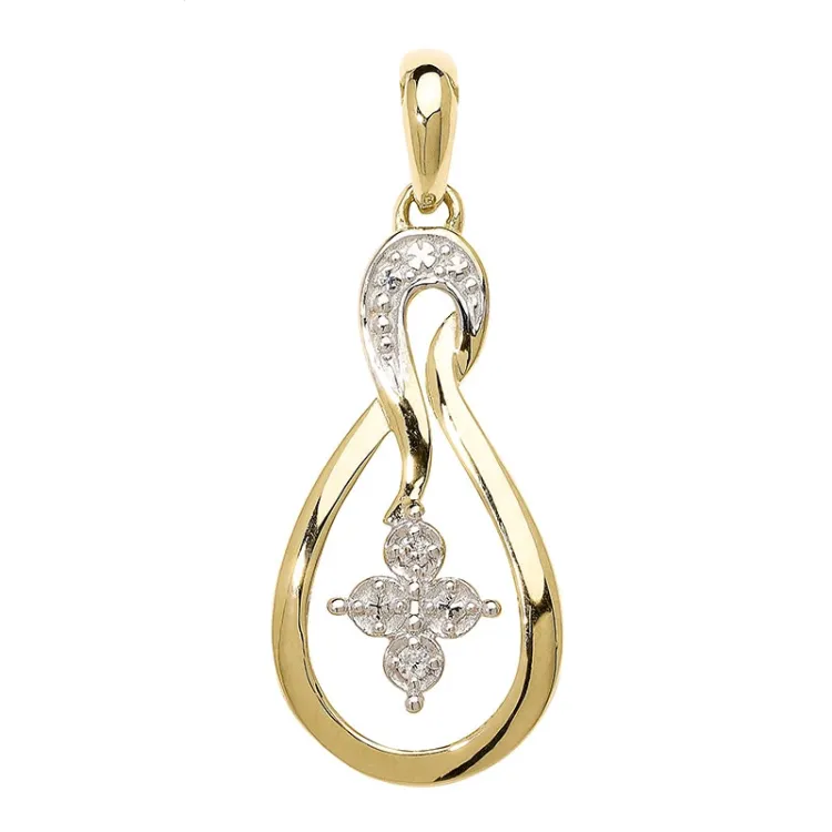 Stort diamant hängen i 14 carat guld- och vitguld 0,02 ct