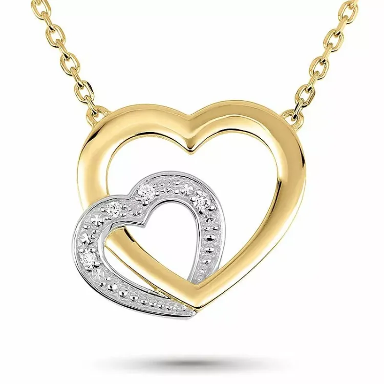 hjärta halsband i 14  carat guld med rodium 0,032 ct