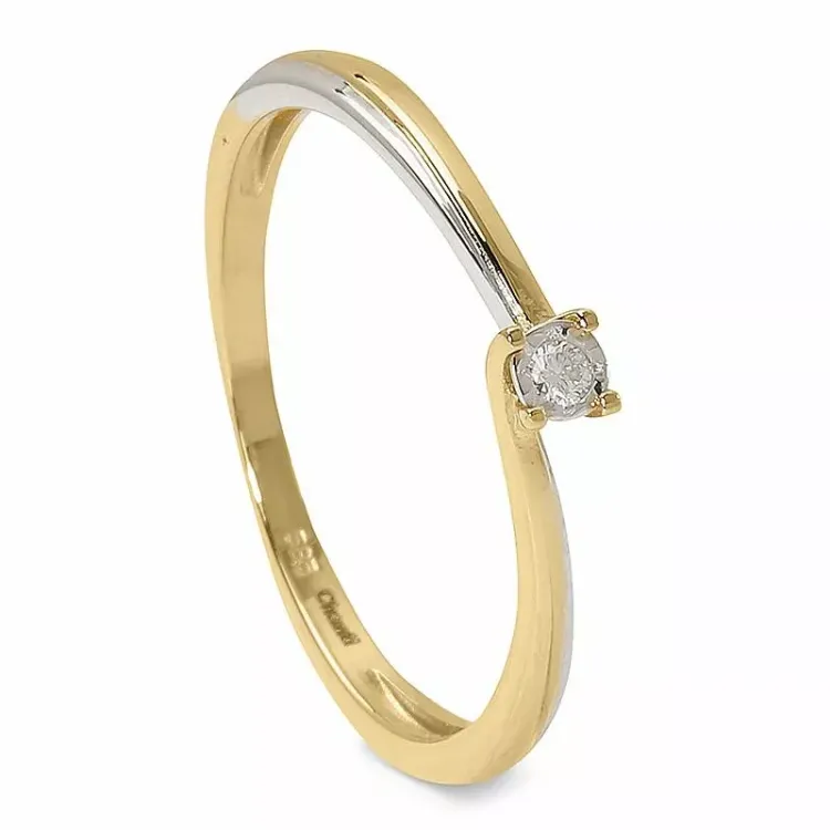 diamant ring i 14 karat guld med rhodium 0,02 ct