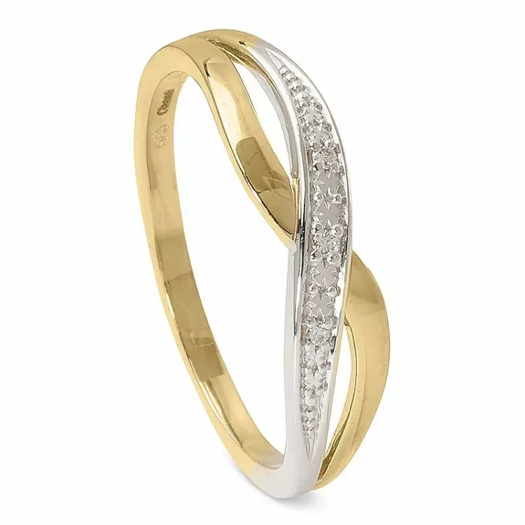 diamantring i 14 karat guld med rhodium 0,017 ct