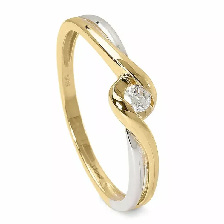 Enkel diamant guld ring i 14 karat guld med rhodium 0,08 ct
