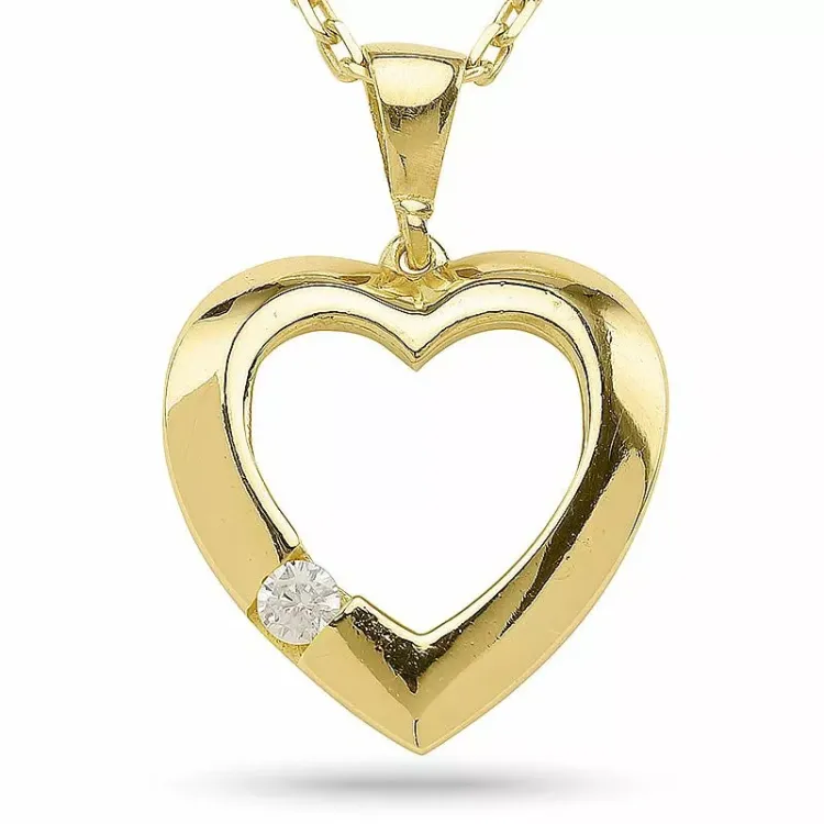 hjärta halsband i förgyllt silver med hjärthängen i 9 karat guld