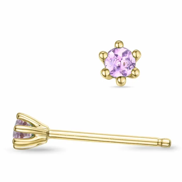 2 x 0,07 ct rosa safir solitäreörhängestift i 14 karat guld med rosa safir 