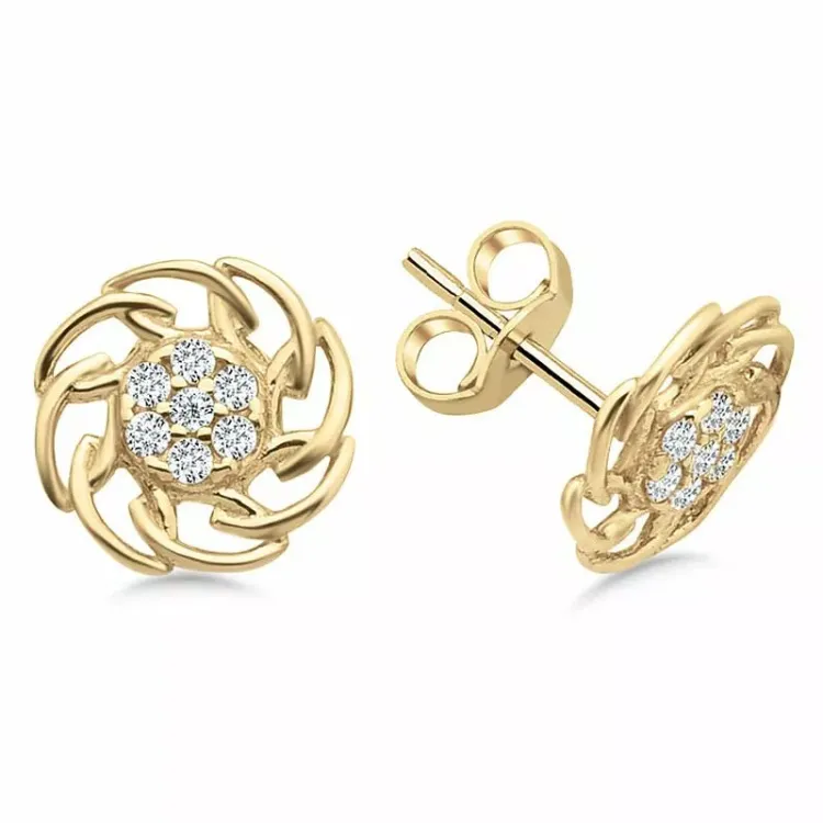 blommor örhängestift i 9 karat guld med 