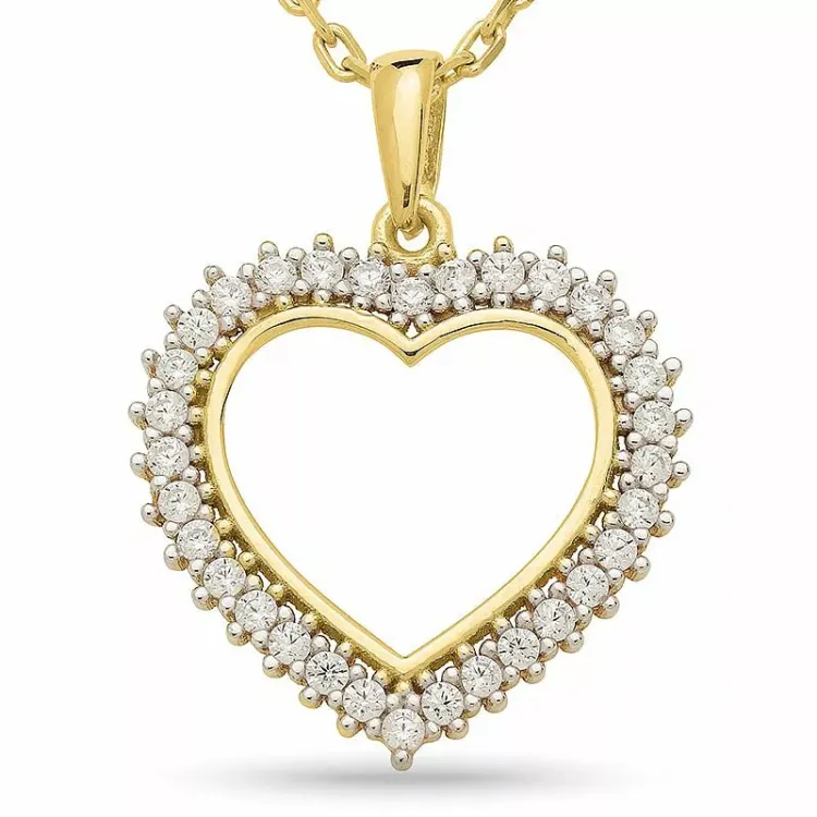 hjärta halsband i förgyllt silver med hjärthängen i 9 karat guld