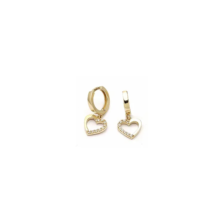 20 mm hjärta creol i 9 karat guld med zirkon