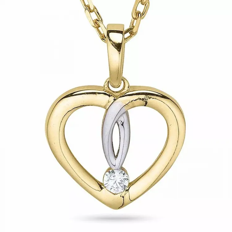 Hjärta halsband i förgyllt silver med hängen i 9 karat guld