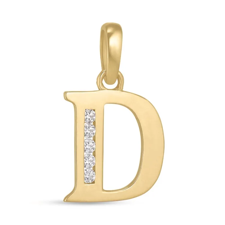 bokstav d zirkon hängen i 9 karat guld - My Letter