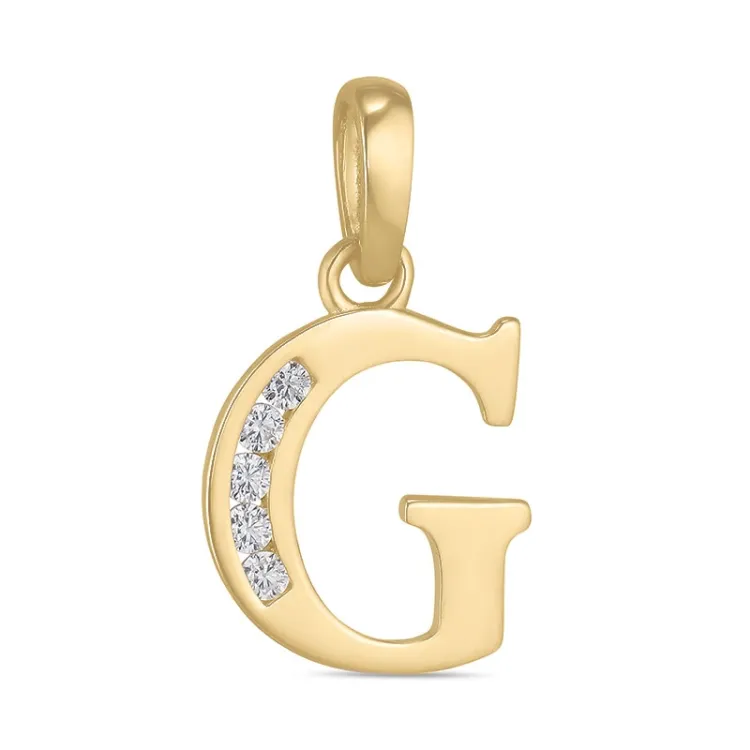 bokstav g zirkon hängen i 9 karat guld - My Letter