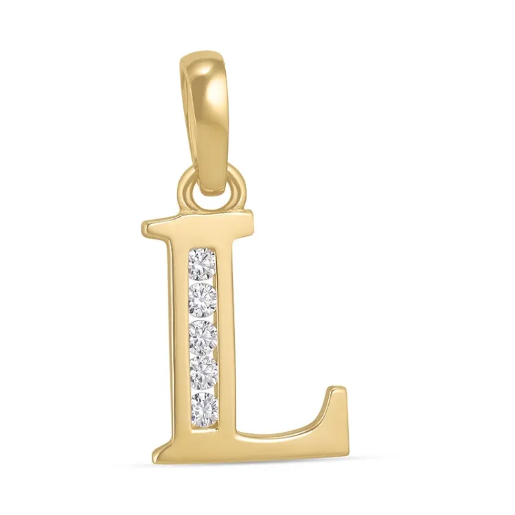 bokstav l zirkon hängen i 9 karat guld - My Letter