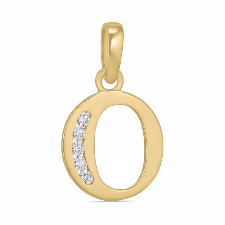 bokstav o zirkon hängen i 9 karat guld - My Letter