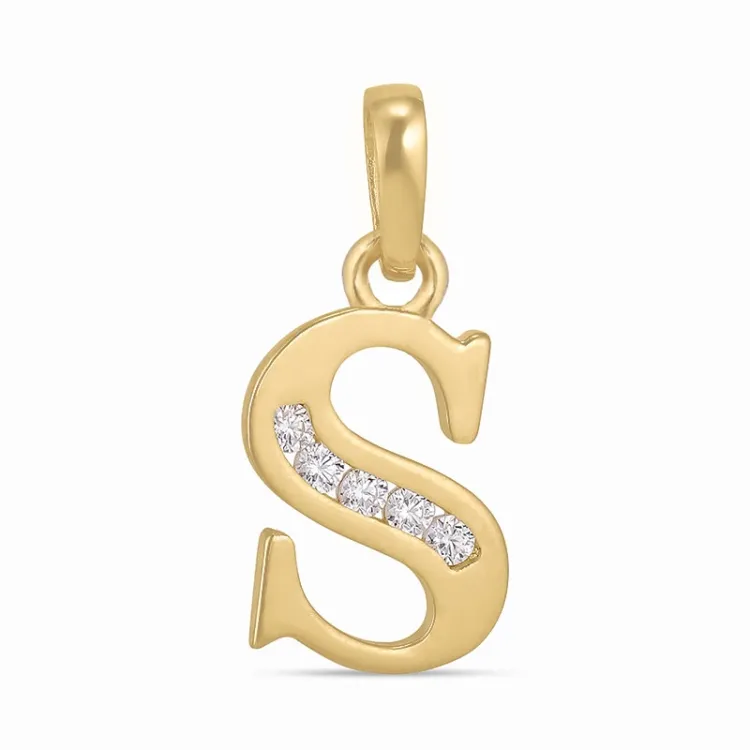 bokstav s zirkon hängen i 9 karat guld - My Letter