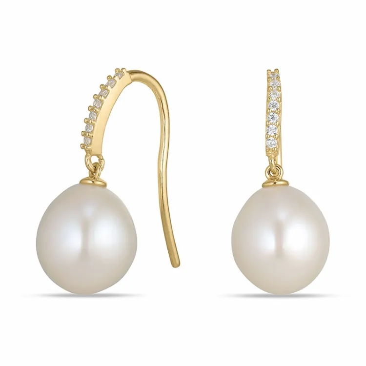 pärlörhängen i 9 karat guld med zirkon - Gold Collection