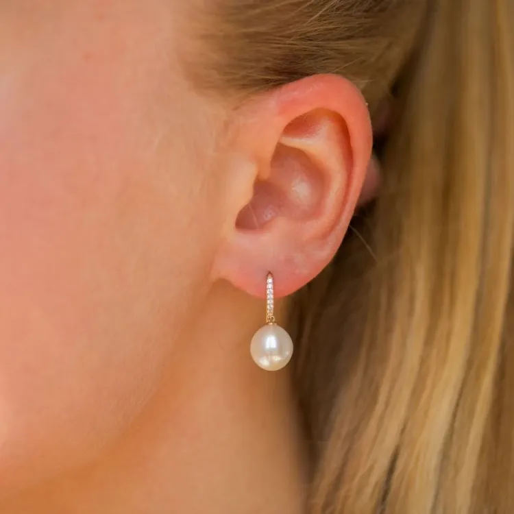pärlörhängen i 9 karat guld med zirkon - Gold Collection