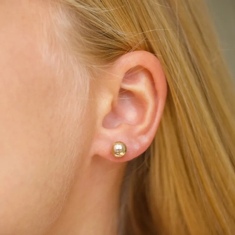 7 mm kula örhängen i 9 karat guld - Gold Collection