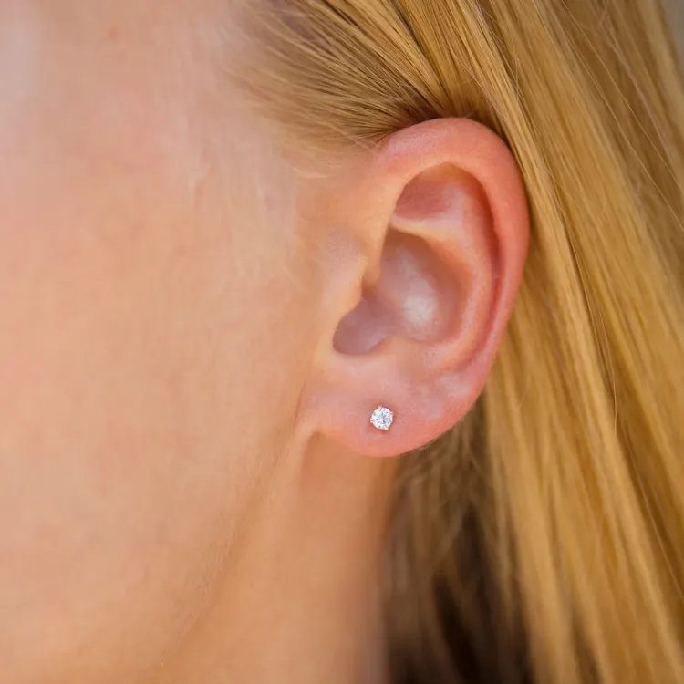 3,5 mm örhängestift i 9 karat guld med zirkon - Gold Collection