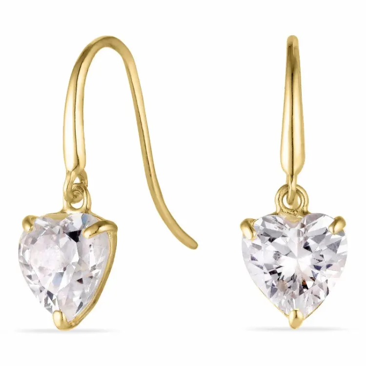 hjärta örhängen i 9 karat guld med zirkon - Gold Collection