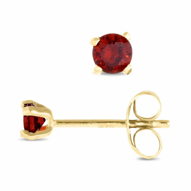 små örhängestift i 9 karat guld med syntetisk granat - Gold Collection