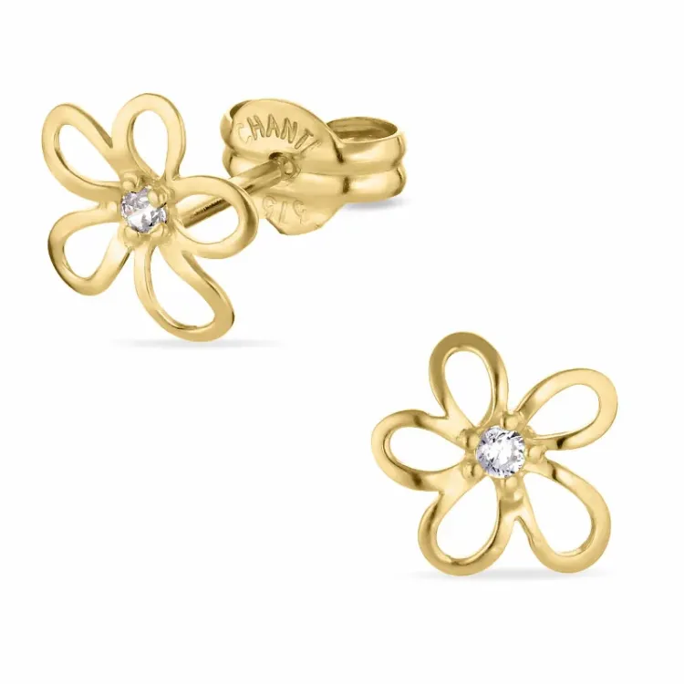 blommor örhängen i 8 karat guld med zirkon - Gold Collection