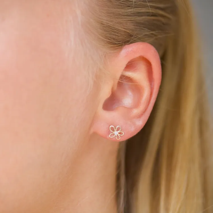blommor örhängen i 8 karat guld med zirkon - Gold Collection