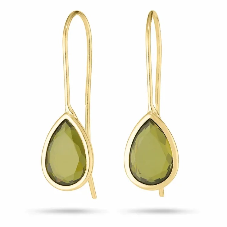 droppe örhängen i 9 karat guld med zirkon - Gold Collection
