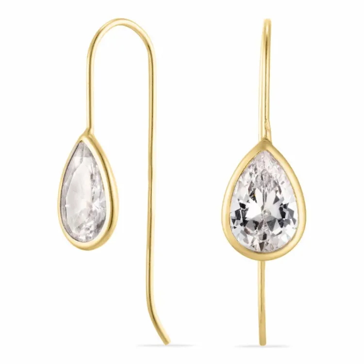 droppe örhängen i 9 karat guld med zirkon - Gold Collection