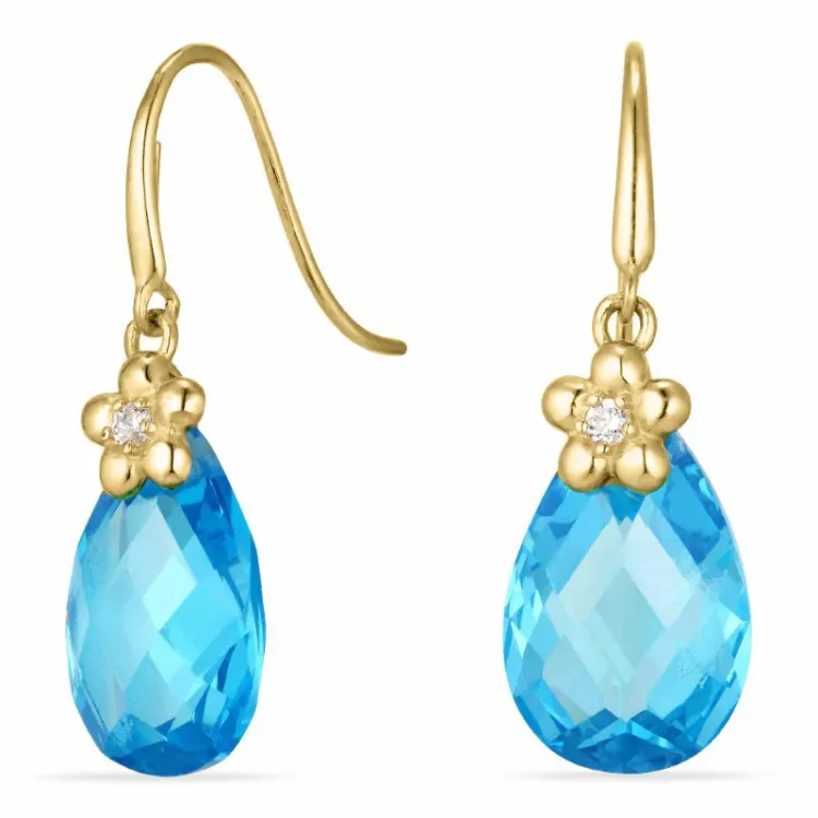 droppe örhängen i 9 karat guld med zirkon och zirkon - Gold Collection
