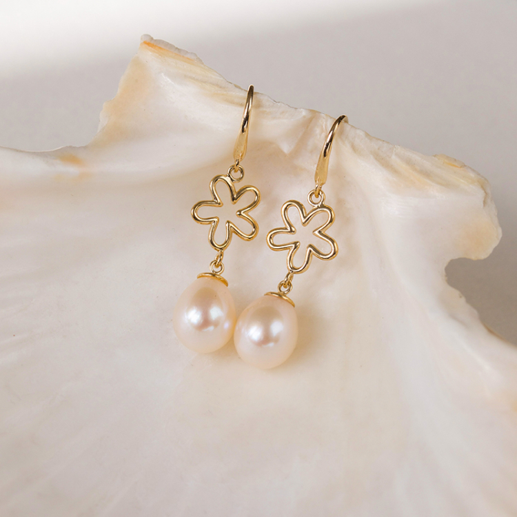 blommor örhängen i 9 karat guld med  - Gold Collection