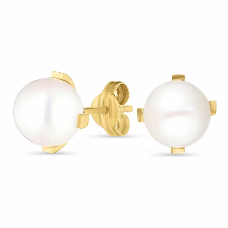 8,5 mm runda örhängen i 9 karat guld med  - Gold Collection