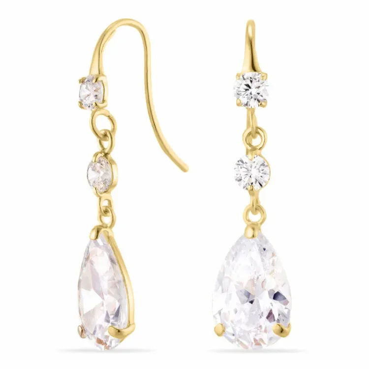 droppe örhängen i 9 karat guld med zirkon - Gold Collection