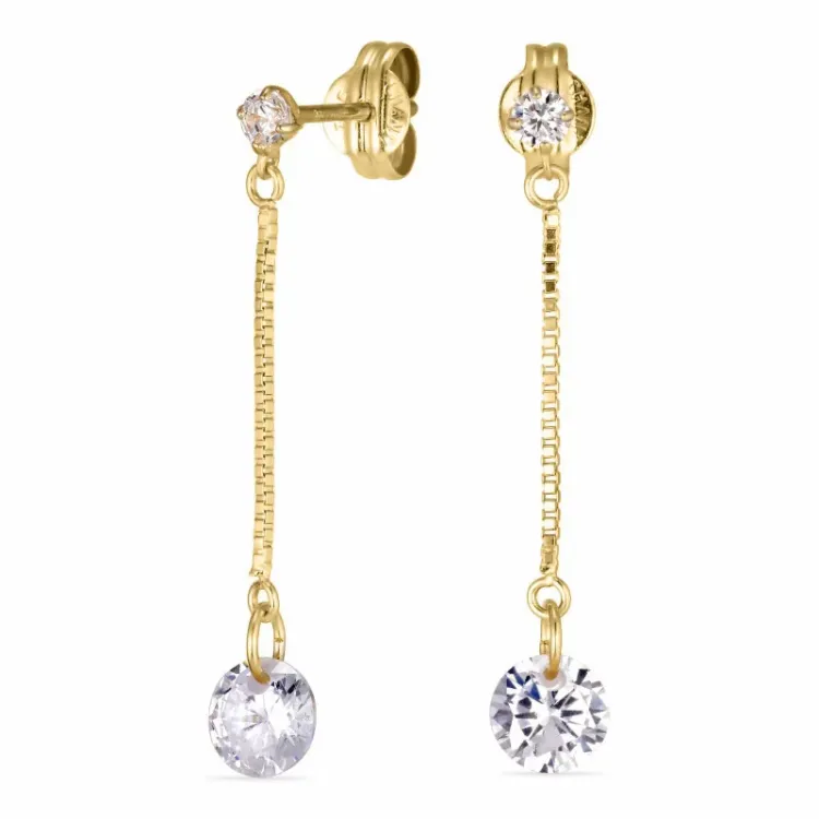 långa kedja örhängen i 8 karat guld med zirkon - Gold Collection