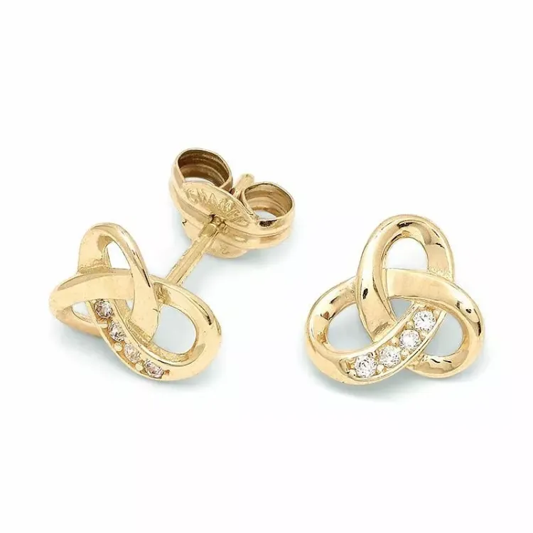 äkta  guld örhängestift i 9 karat guld med zirkon - Gold Collection