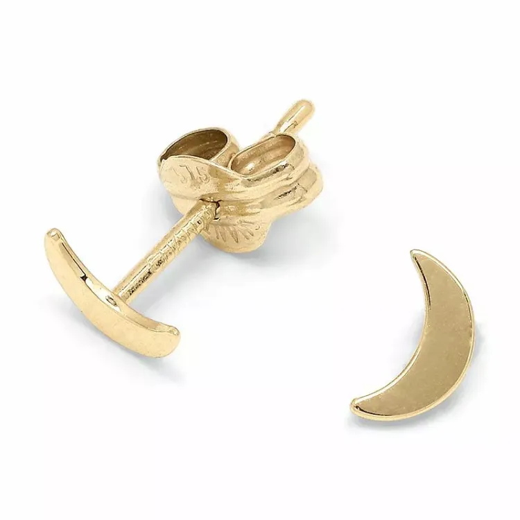 små måne örhängestift i 9 karat guld - Gold Collection