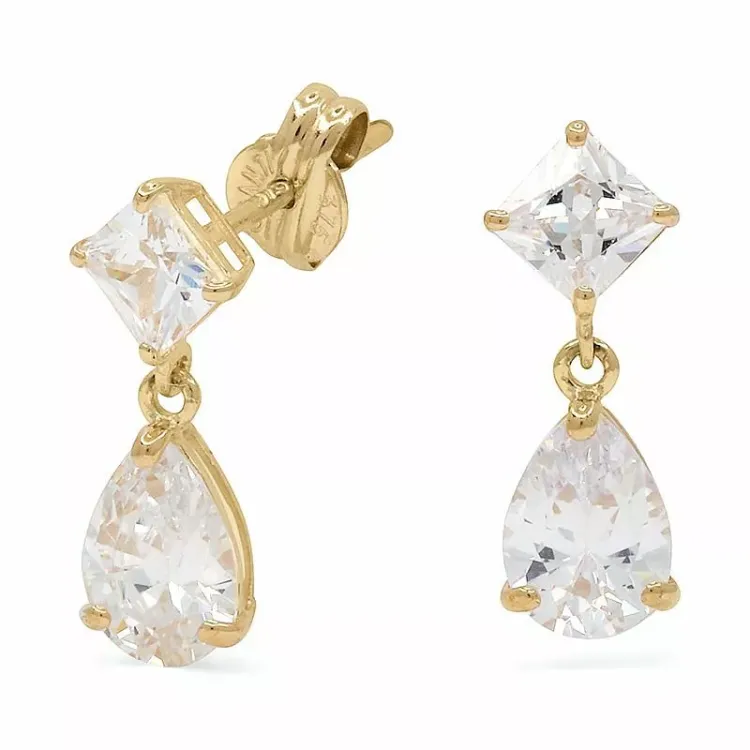droppe guldörhängen i 9 karat guld med zirkon - Gold Collection