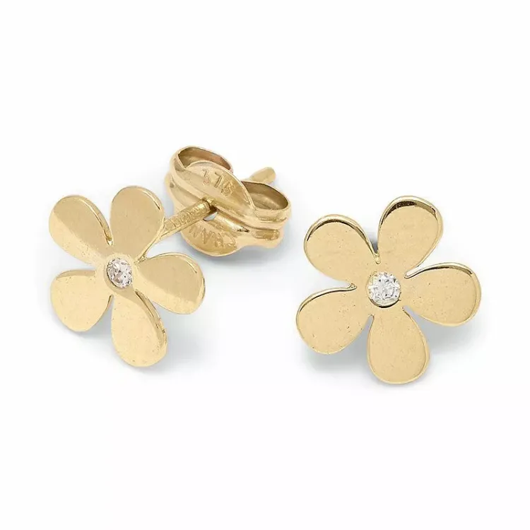 blommor örhängen i 9 karat guld med zirkon - Gold Collection