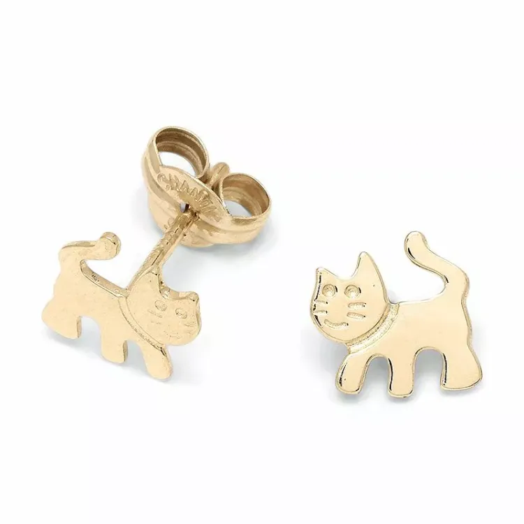 små katter örhängestift i 9 karat guld - Gold Collection